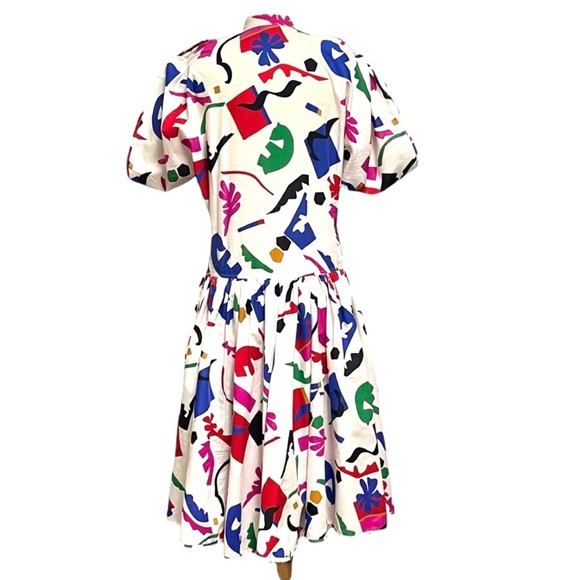Vintage 80s Cristina and Jan Barbolio Pop Art Drop Waist Dress with Belt - Picture 4 of 16